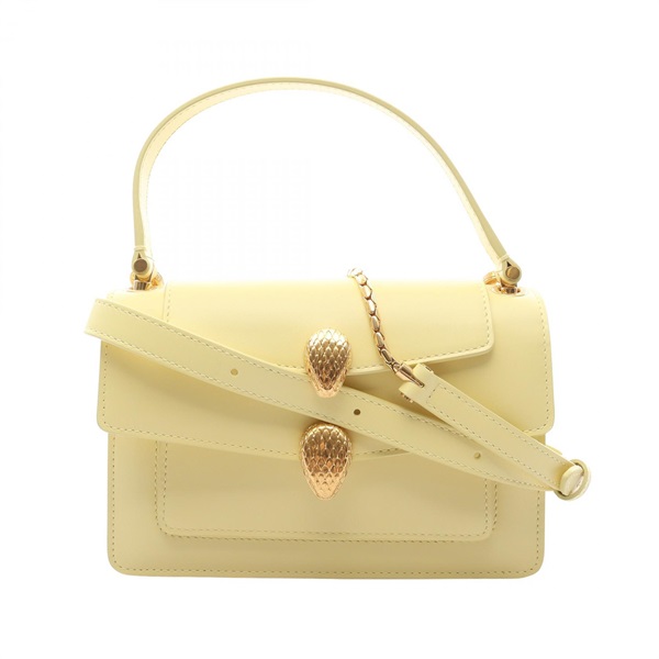 BVLGARI Serpenti Forever chain shoulder Handbag leather Yellow Used Women