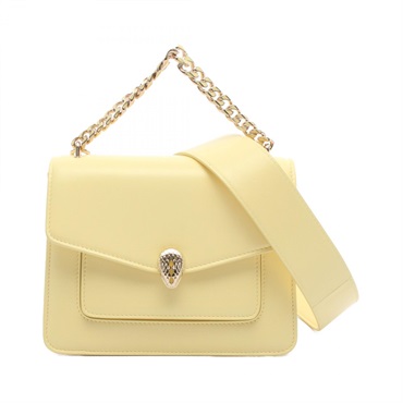BVLGARI Serpenti Forever chain shoulder crossbody Handbag leather Yellow Used