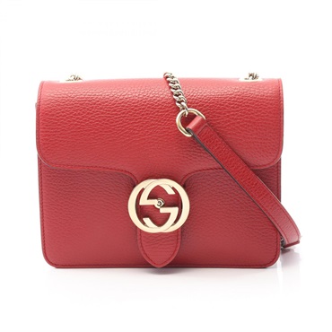 GUCCI Interlocking G Shoulder crossbody Bag 510304 leather Red Used Women