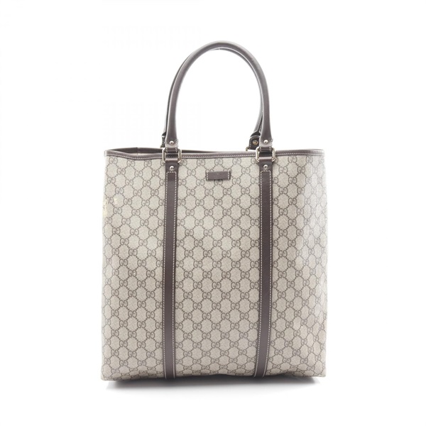GUCCI GG plus Tote Hand Bag 223668 coated canvas leather Beige Brown Used Women