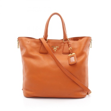PRADA VITELLO PHENIX Tote shoulder crossbody Bag BN2419 leather Orange Used