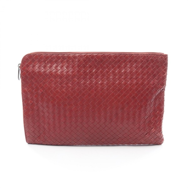 BOTTEGA VENETA Intrecciato Business Clutch Bag 155150 leather Red Used mens BV