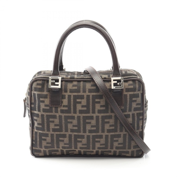 FENDI Zucca Shoulder crossbody handbag canvas leather Brown Used Women
