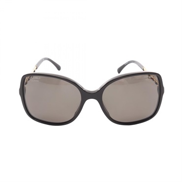 CHANEL COCO Mark Sunglasses 5210‐Q‐A leather Gold Plated Brown Used Women CC