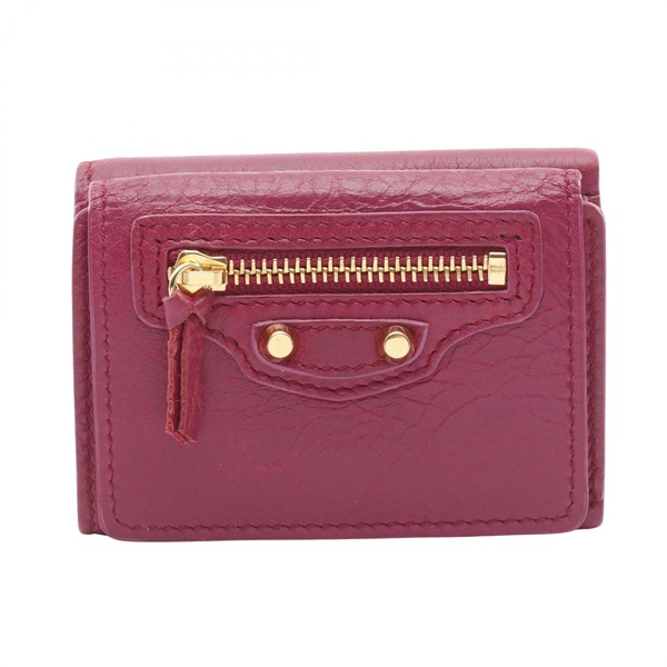 BALENCIAGA Classic Mini Tri-fold Wallet 477455 leather Pink Used Women