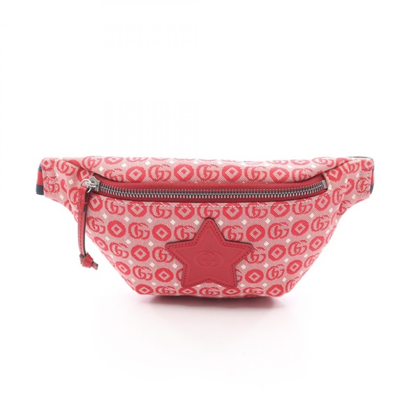 GUCCI Star Children Waist bum belt bag 502095 canvas leather Red White Used