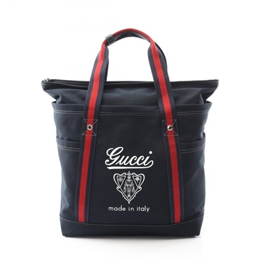 GUCCI Sherry line Tote Hand Bag 816863 canvas Navy Red NEW mens