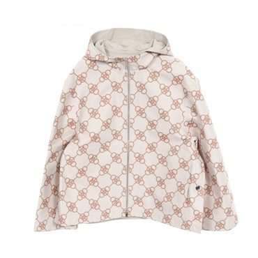 HERMES Blouson Jacket zip-up 2E0154DX cotton Rayon Beige Orange Used Women #38