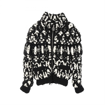 CHANEL COCO Mark Blouson jacket #34 P62172K47609 wool cashmere Black White Used