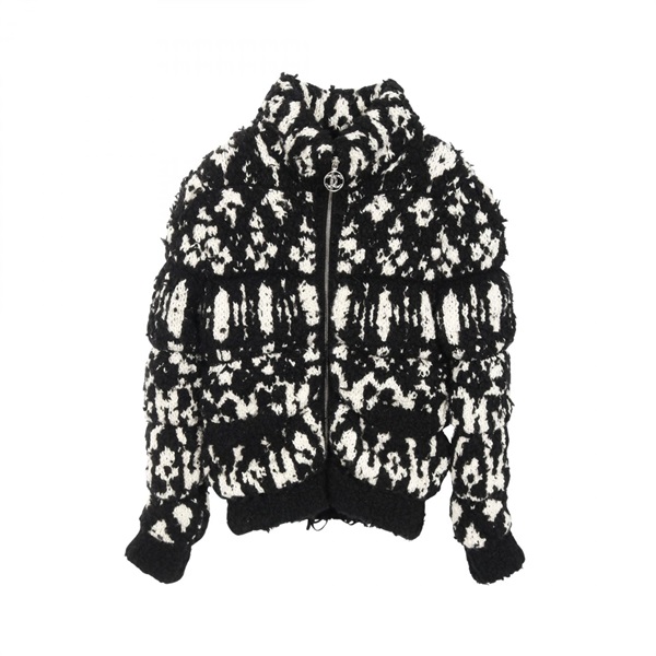 CHANEL COCO Mark Blouson jacket #34 P62172K47609 wool cashmere Black White Used