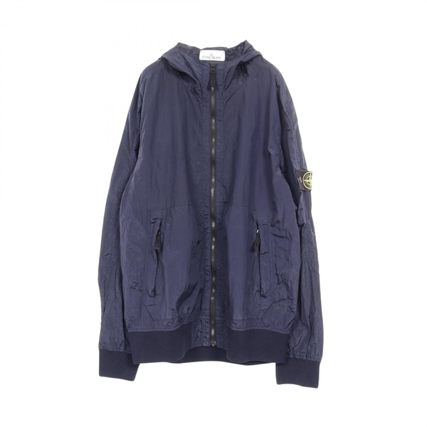 STONE ISLAND Jacket with Hood and Zipper Nylon Navy Size L Used mens