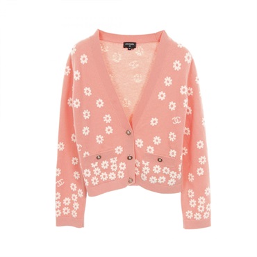 CHANEL COCO Mark Cardigan P72451K10396 22P cashmere Pink Used Women size 38