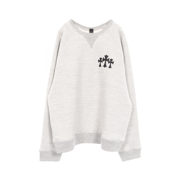 CHROME HEARTS Cemetery cross sweat cotton Gray Used mens #XL