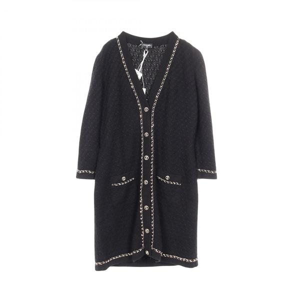 CHANEL COCO Mark cardigan Knitwear P75677K10893 cashmere Black Used Women #38