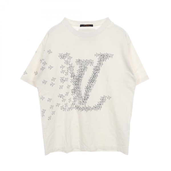 LOUIS VUITTON 2054 LV Plain Printed T-shirt L size cotton White Used mens