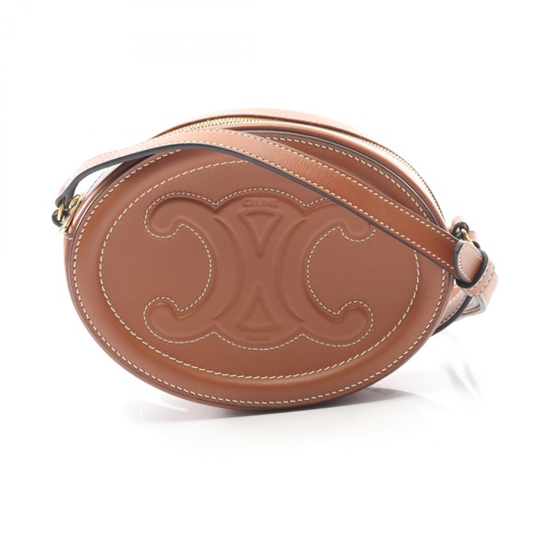 CELINE Crossbody Oval Purse Cuir Triomphe Shoulder Bag 10I703 leather Brown Used