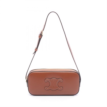CELINE Cuir Triomphe Mini Camera Shoulder Bag leather Brown tan Used Women