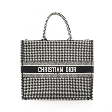 Christian Dior BOOK TOTE Large Bag 50-MA-0139X canvas Black White Used Women