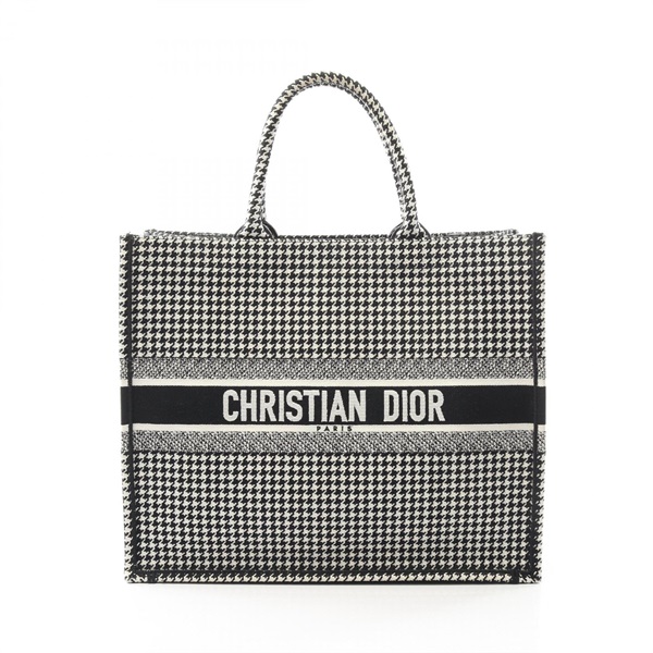 Christian Dior BOOK TOTE Large Bag 50-MA-0139X canvas Black White Used Women