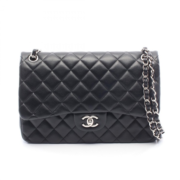 CHANEL Jumbo Matelasse 30 Classic Large Shoulder Bag Lamb leather Black Used SHW