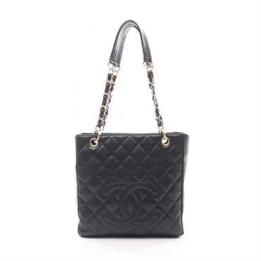 CHANEL Matelasse PST chain Shoulder Tote Bag Grained calfskin Black Used GHW CC