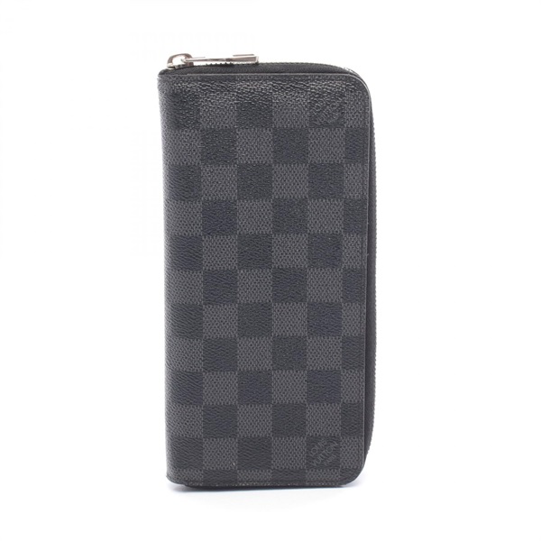 LOUIS VUITTON Zippy Wallet Vertical N63095 Damier graphite canvas Black Used men