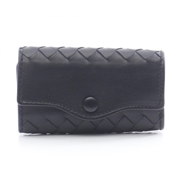 BOTTEGA VENETA Intrecciato Key holder caseleather Black Used mens