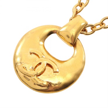 CHANEL COCO Mark Necklace Pendant Gold Plated Used 78cm