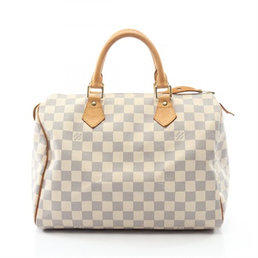 LOUIS VUITTON Speedy 30 Handbag N41533 Damier Azur leather White Used Women LV