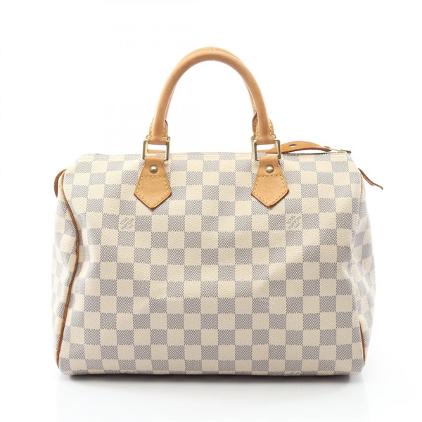 LOUIS VUITTON Speedy 30 Handbag N41533 Damier Azur leather White Used Women LV
