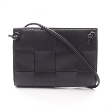 BOTTEGA VENETA Mini Cassette Maxi Intrecciato Shoulder Bag 755842VCQC28425 black