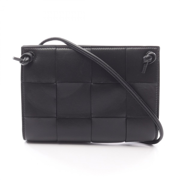 BOTTEGA VENETA Mini Cassette Maxi Intrecciato Shoulder Bag 755842VCQC28425 black