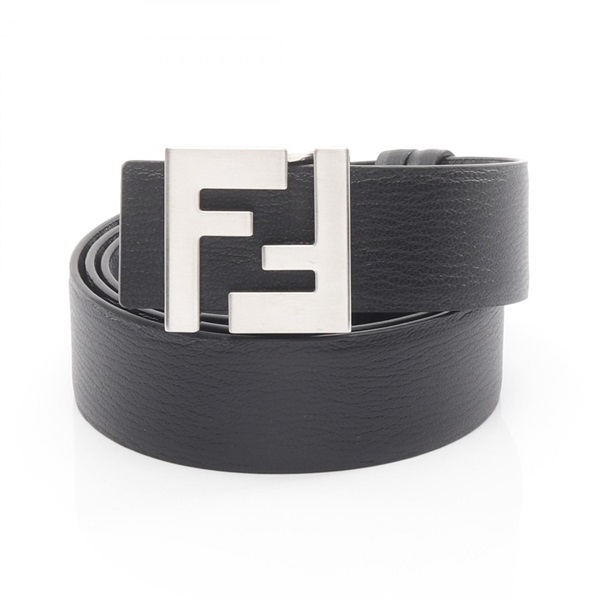 FENDI FF Square belt Reversible 7C0531ATFFF0GWB leather Black Gray NEW mens