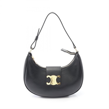 CELINE AVA Triomphe Medium Shoulder Bag 114493DGQ.38NO leather Black Used Women