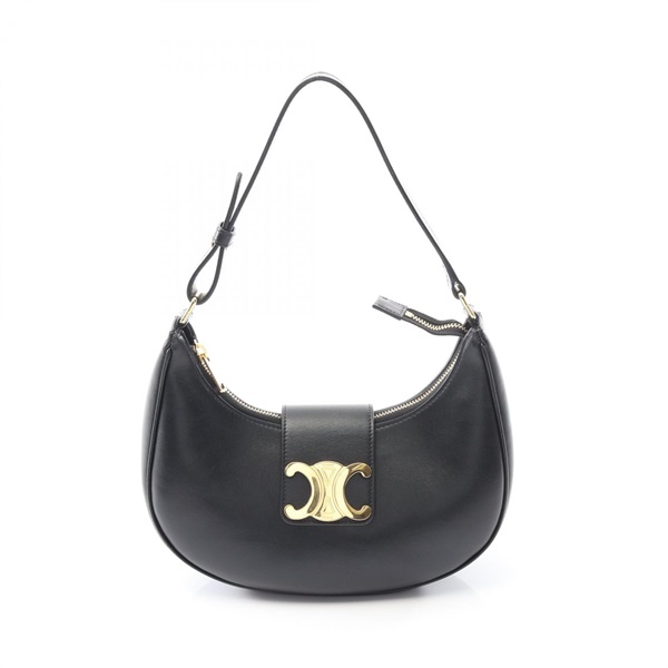 CELINE AVA Triomphe Medium Shoulder Bag 114493DGQ.38NO leather Black Used Women