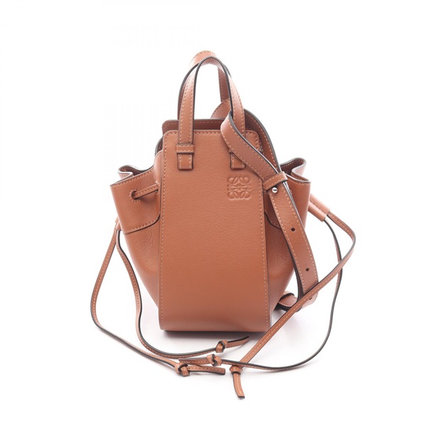 LOEWE mini hammock drawstring crossbody shoulder Handbag leather Brown Used
