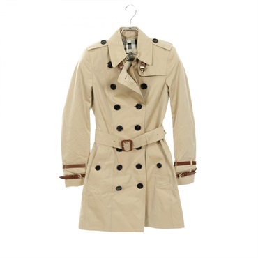 BURBERRY Trench coat jacket long cotton Beige Brown Used Women #UK4