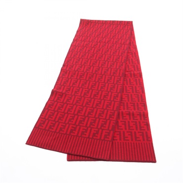 FENDI FF logo Scarf stole wrap echarpe wool Bordeaux Red Used mens