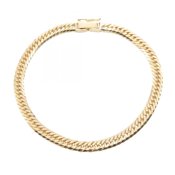 JEWELRY Triple 8 Side Flat Link Curb Chain Bracelet 17cm 18KYG NEW Unisex