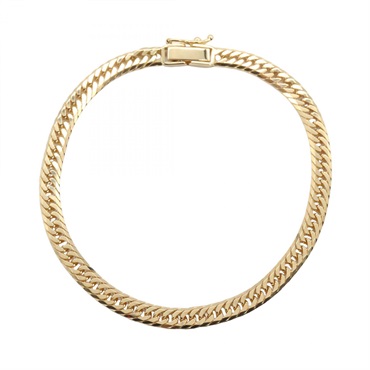 JEWELRY Triple 8 Side Flat Link Curb Chain Bracelet 17cm 18KYG NEW Unisex