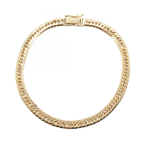 JEWELRY Triple 8 Side Flat Link Curb Chain Bracelet 17cm 18KYG NEW Unisex