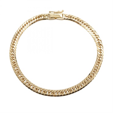 JEWELRY Triple 8 Side Flat Link Curb Chain Bracelet 17cm 18KYG NEW Unisex