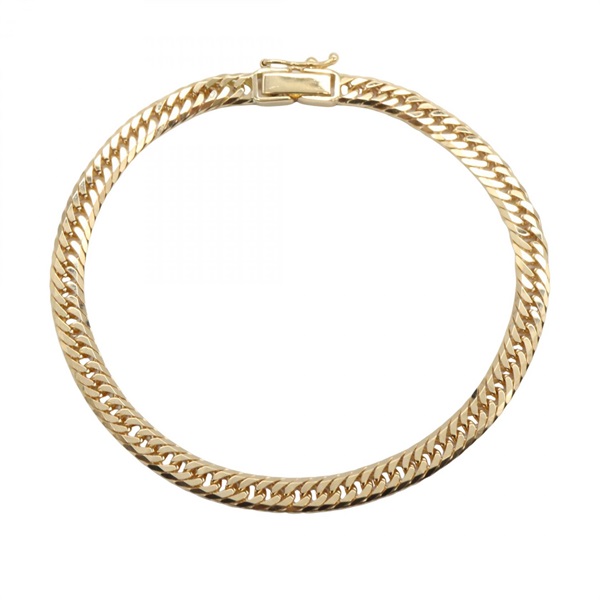 JEWELRY Triple 8 Side Flat Link Curb Chain Bracelet 17cm 18KYG NEW Unisex