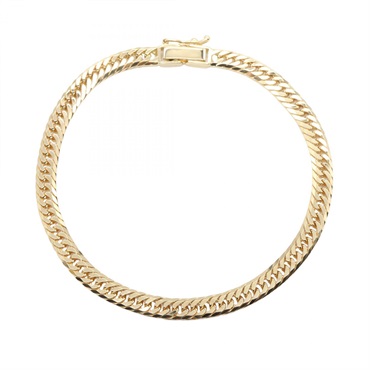 JEWELRY Triple 8 Side Flat Link Curb Chain Bracelet 17cm 18KYG NEW unisex