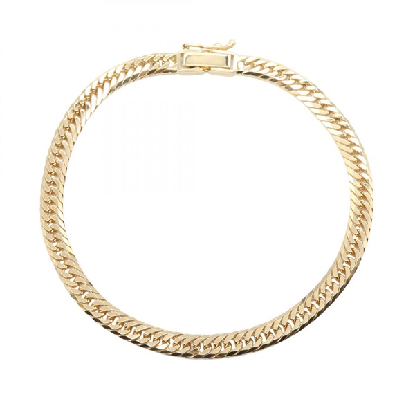 JEWELRY Triple 8 Side Flat Link Curb Chain Bracelet 17cm 18KYG NEW unisex