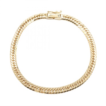 JEWELRY Triple 8 Side Flat Link Curb Chain Bracelet 17cm 18KYG Yellow Gold NEW