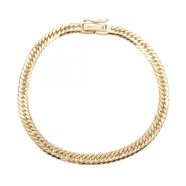 JEWELRY Triple 8 Side Flat Link Curb Chain Bracelet 17cm 18KYG Yellow Gold NEW