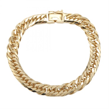 JEWELRY Triple 8 Side Flat Link Curb Chain Bracelet 17cm 18KYG NEW Unisex