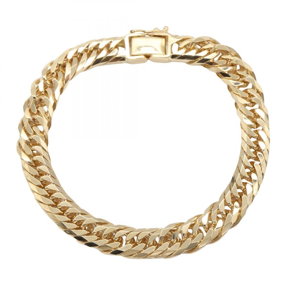JEWELRY Triple 8 Side Flat Link Curb Chain Bracelet 17cm 18KYG NEW Unisex