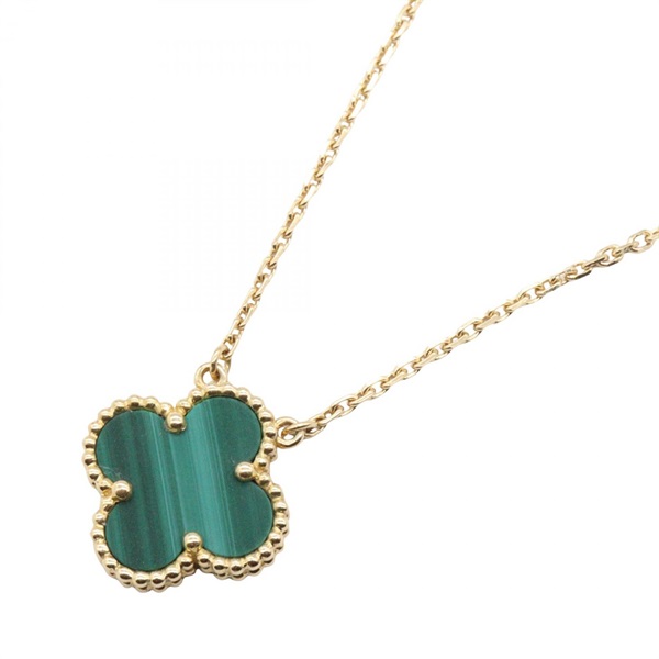 Van Cleef & Arpels Vintage Alhambra Malachite Necklace 18KYG Yellow Gold Used
